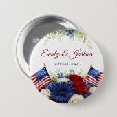 4th of July USA Flag Wedding Button (Vorne & Hinten)