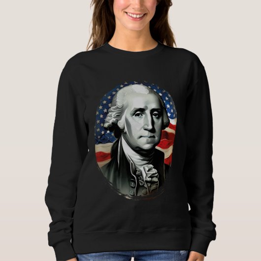 4th of July USA George Washington Painting On Sweatshirt (Vorderseite)