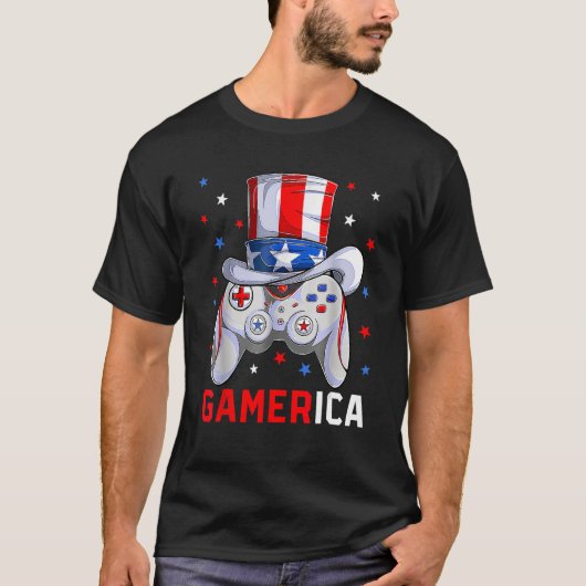 4th Of July Video Game American Flag Uncle Sam Gam T-Shirt (Vorderseite)