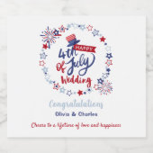 4th of July Wedding Cheers to Love | Personalized Schaumweinetikett (Einzelnes Label)