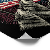 4th Of July Wolves Moon Meme Funny Usa Flag Men Wo Poster (Ecke)