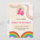 4th Rainbow Girl Birthday Invitation    Einladung (Vorne/Hinten)