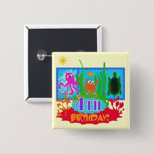 4th Undersea Adventure Birthday Tshirts Button (Vorne & Hinten)