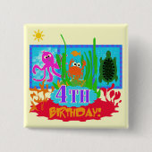 4th Undersea Adventure Birthday Tshirts Button (Vorderseite)