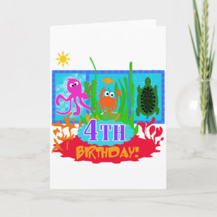 4th Undersea Adventure Birthday Tshirts Karte