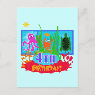 4th Undersea Adventure Birthday Tshirts Postkarte