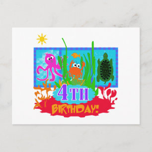 4th Undersea Adventure Birthday Tshirts Postkarte