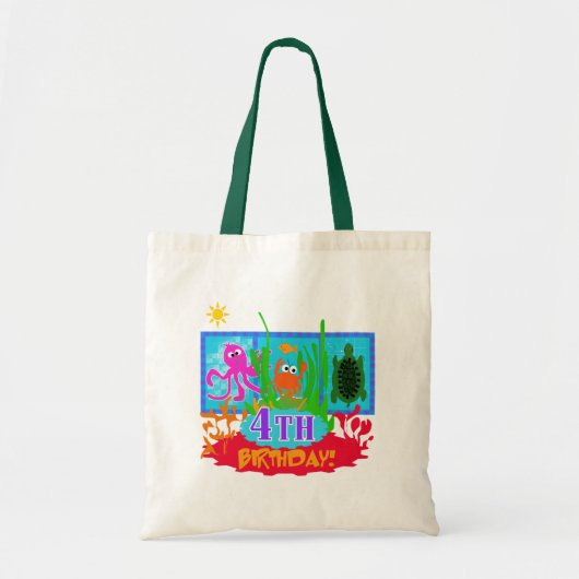 4th Undersea Adventure Birthday Tshirts Tragetasche (Vorne)