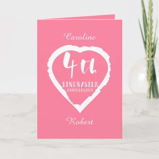 4TH Wedding Anniversary Linen Slik Karte (Vorderseite)