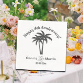 4th Wedding Anniversary Palm Trees Serviette