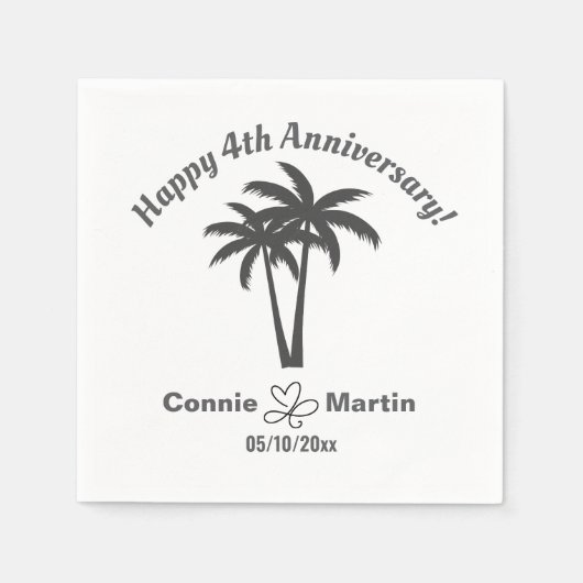 4th Wedding Anniversary Palm Trees Serviette (Vorderseite)