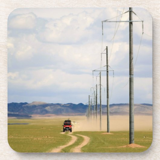 4X4 Fahrzeuge auf der Straße, Wüste Gobi Untersetzer (Vorderseite)