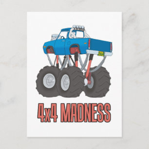 4x4 Wahnsinn: Hochgehobener Geländefahrer Postkarte