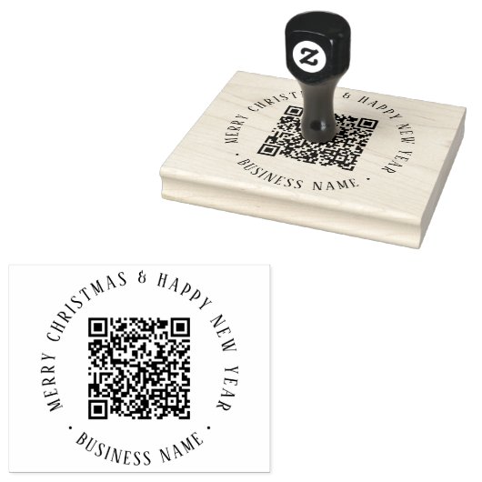 4X5 Business QR Code Christmas Holiday Simple Gummistempel (Stempel)