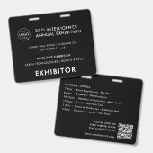 4x5 Event-Abzeichen | Aussteller-Pass schwarze Abz Ausweis (Vorder- & Rückseite)