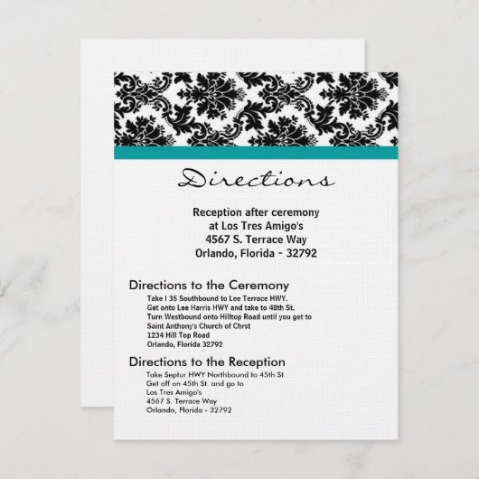 4x5 Fahrtrichtung Schwarzer Damaske Aquamariner Em Begleitkarte (Vorne/Hinten)