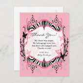 4x5 FLAT Danke Card Girl Butterfly Zebra Print (Vorne/Hinten)
