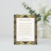 4x5 FLAT Danke Card Gold und Black Damask (Stehend Vorderseite)
