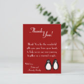 4x5 FLAT Danke Card Pinguin Liebe Paare (Stehend Vorderseite)