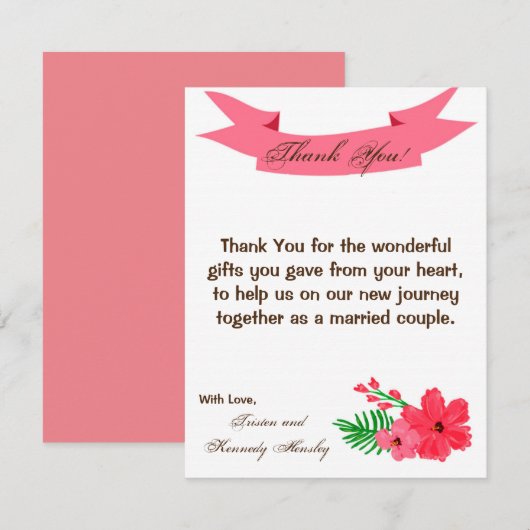 4x5 FLAT Danke Card Spring Hibisken Blume (Vorne/Hinten)