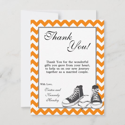 4x5 FLAT Danke Card Teenager Sneakers Zickzack (Vorderseite)