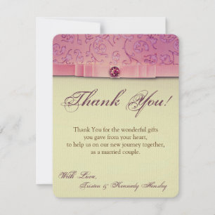 4x5 FLAT Danke Karte Amethyst Jewel Satin Ribbo