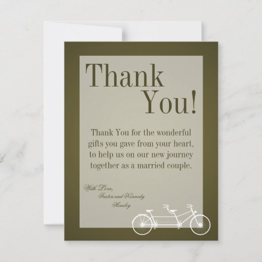 4x5 FLAT Danke Karte Brown Doppelrad (Vorderseite)