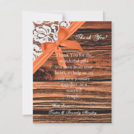 4x5 FLAT Danke Karte Holz & Spitzen (Vorderseite)