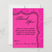4x5 FLAT Danke Karte Hot Pink Black Damask Lace (Vorderseite)
