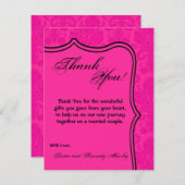 4x5 FLAT Danke Karte Hot Pink Black Damask Lace (Vorne/Hinten)