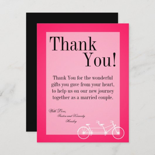 4x5 FLAT Danke Karte Hot Pink Black Double Bike (Vorne/Hinten)