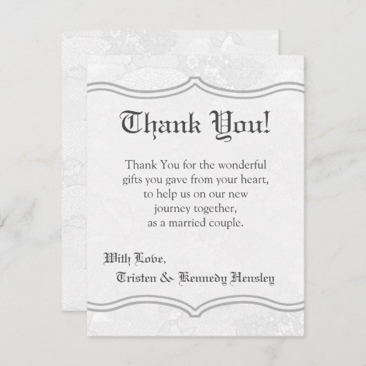 4x5 FLAT Danke Karte Land Weiße Spitze Print (Vorne/Hinten)