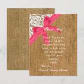 4x5 FLAT Danke Karte Pink Burlap Lace (Vorne/Hinten)