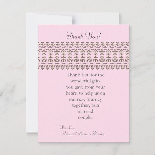 4x5 FLAT Danke Karte Pink Lace Floral (Vorderseite)