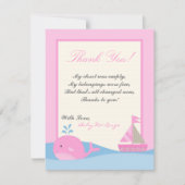 4x5 FLAT Danke Karte Pink Naut Segelboot Whale (Vorderseite)