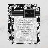 4x5 FLAT Danke Karte Schwarz & Weiß Filigree (Vorne/Hinten)