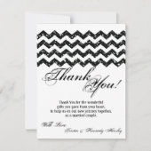 4x5 FLAT Danke Karte Schwarzer Glitzer Zickzack (Vorderseite)