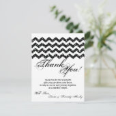 4x5 FLAT Danke Karte Schwarzer Glitzer Zickzack (Stehend Vorderseite)