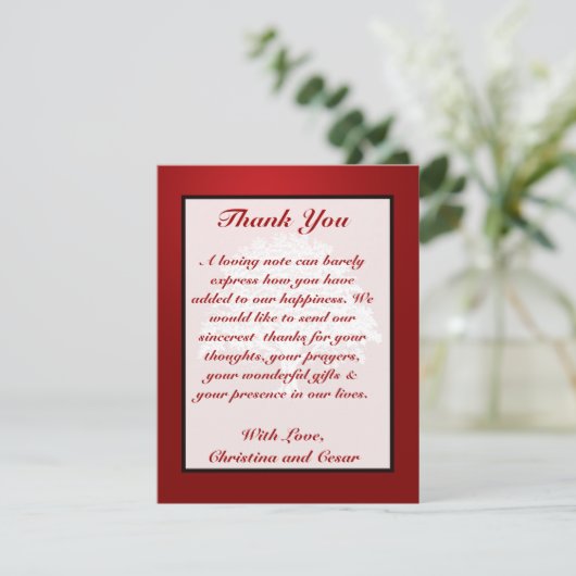 4x5 FLAT Danke Karte White Tree Red Black Strip (Stehend Vorderseite)