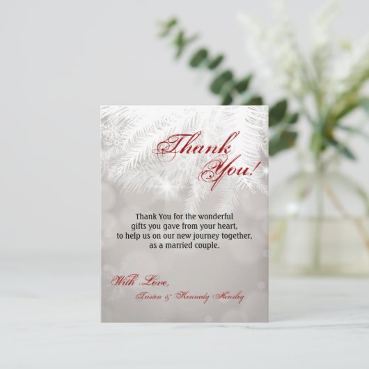 4x5 FLAT Danke Karte Winter White Pine Tree Nee (Stehend Vorderseite)