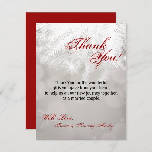 4x5 FLAT Danke Karte Winter White Pine Tree Nee (Vorne/Hinten)