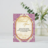 4x5 FLAT Dankeschön Card Lila Gold Damask Lace Pr Dankeskarte (Stehend Vorderseite)