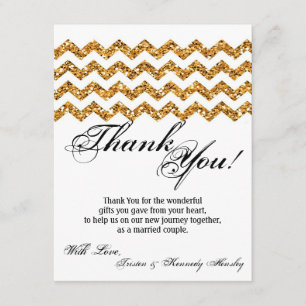 4x5 FLAT Dankeschönkarte Gold Glitter Chevron Stre Dankeskarte