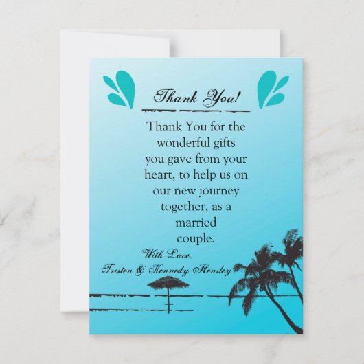 4x5 FLAT Vielen Dank Card Beachy Palm Tree Dankeskarte (Vorderseite)