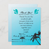 4x5 FLAT Vielen Dank Card Beachy Palm Tree Dankeskarte (Vorne/Hinten)