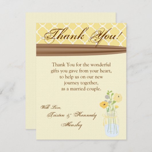 4x5 FLAT Vielen Dank Card Country Mason Jar Blume Dankeskarte (Vorne/Hinten)