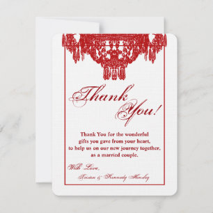 4x5 FLAT Vielen Dank Card Crystal Chandelier Glitz Dankeskarte