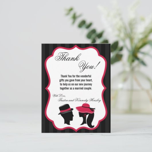 4x5 FLAT Vielen Dank Card Formal Hats Eleganter Re Dankeskarte (Stehend Vorderseite)