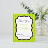 4x5 FLAT Vielen Dank Card Lime Green & Lila Strip Dankeskarte (Stehend Vorderseite)