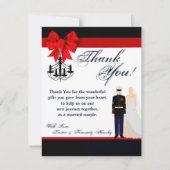 4x5 FLAT Vielen Dank Card Marine Uniform Groom Bri Dankeskarte (Vorderseite)